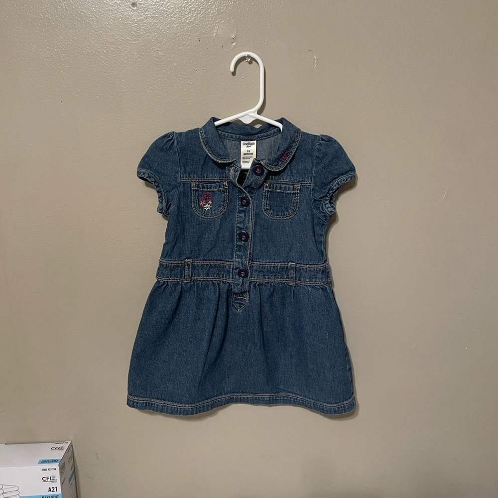 OshKosh B'gosh Denim Blue Dress with Embroidery - Picture 2 of 4